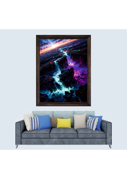 Soyutsal Şelale Manzarası Çerçeveli Duvar Tablosu 20X30 cm