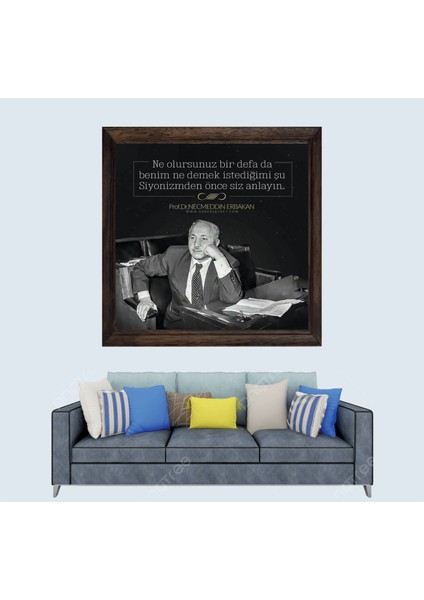 Necmettin Erbakan Hocamız Sözleri Çerçeveli Duvar Tablosu 30X45 cm