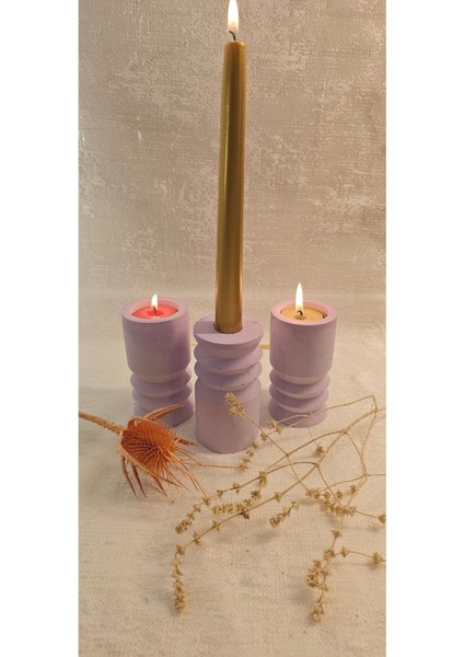Modern Beton 3'lü Tealight Mumluk Şamdan Seti, Şıklık ve Atmosfer Sağlar. modelleri