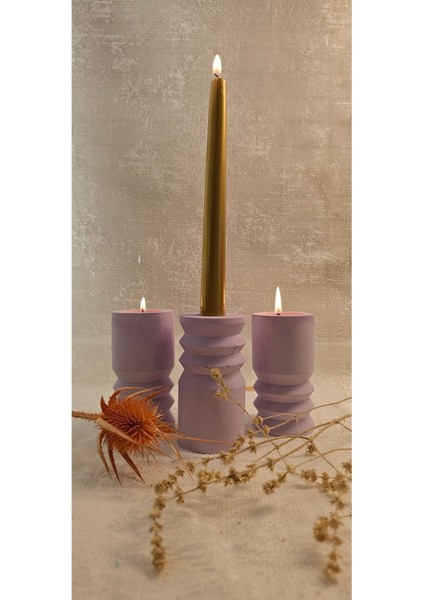 Modern Beton 3'lü Tealight Mumluk Şamdan Seti, Şıklık ve Atmosfer Sağlar. fırsatları