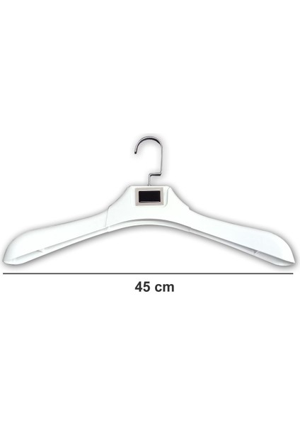 Beyaz Plastik Askı, Metal Detaylı, 45 Cm, Şık ve Dayanıklı Ürün Seti