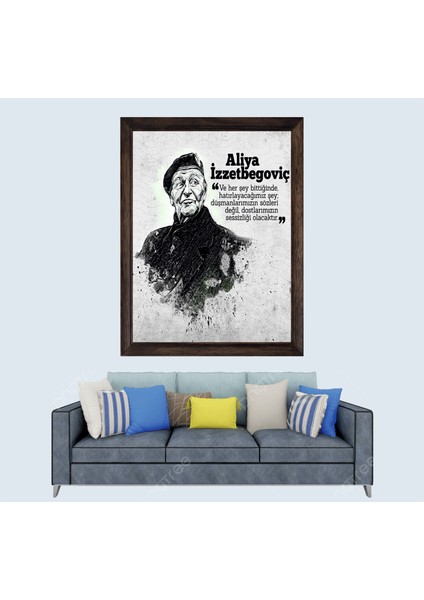 Aliya Izzetbegoviç Sözü Çerçeveli Duvar Tablosu 30X45 cm