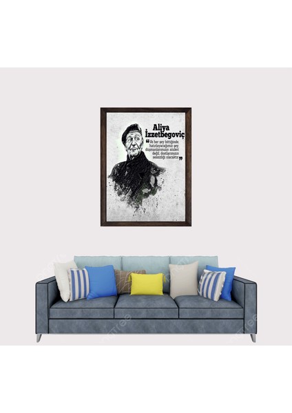 Aliya Izzetbegoviç Sözü Çerçeveli Duvar Tablosu 30X45 cm fiyatları