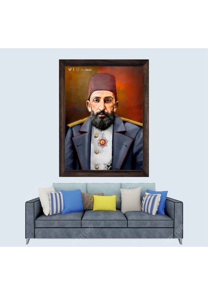 Osmanlı Imparatorluğu, 2. Abdülhamit Han Portresi Çerçeveli Duvar Tablosu 30X45 cm