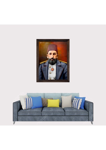 Osmanlı Imparatorluğu, 2. Abdülhamit Han Portresi Çerçeveli Duvar Tablosu 30X45 cm fiyatları