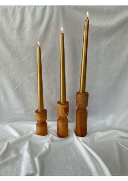 Turuncu Ahşap 3'lü Mumluk Seti, Sıcak ve Şık Dekorasyon Unsuru fiyatları