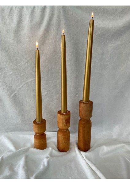 Turuncu Ahşap 3'lü Mumluk Seti, Sıcak ve Şık Dekorasyon Unsuru modelleri