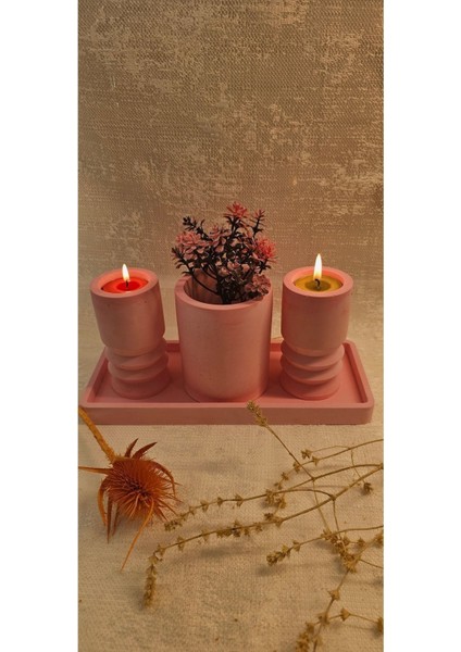 Şık 4'lü Beton Dekoratif Set: Mumluk, Vazo ve Sunum Tabağı fiyatları