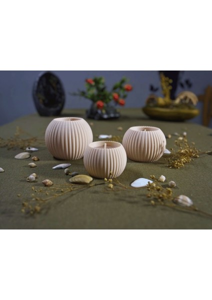 Modern Pudra Pembe Tealight Mumluk Seti, Şık ve Dekoratif Ev Aksesuarı