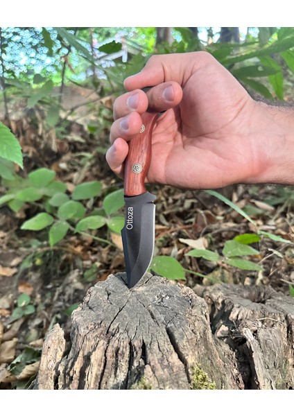 Küçük Av Bıçağı, 1075 Karbon Çelik ve Paduk Ağacı Kabza - Kamp Bıçağı - Outdoor Bıçak - Buşkraft Bıçak