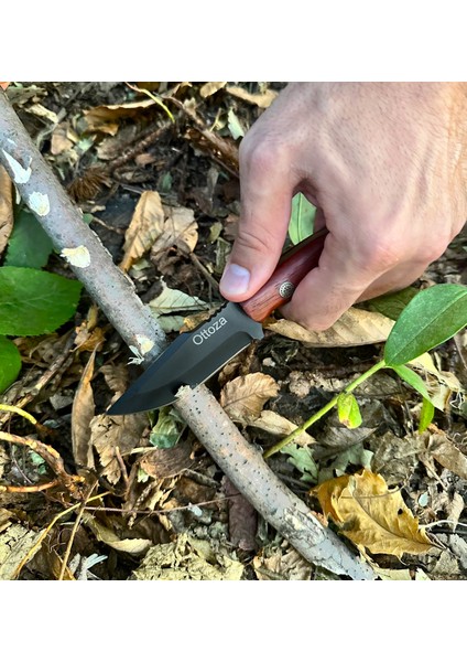 Küçük Av Bıçağı, 1075 Karbon Çelik ve Paduk Ağacı Kabza - Kamp Bıçağı - Outdoor Bıçak - Buşkraft Bıçak