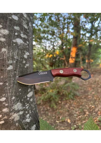 Küçük Av Bıçağı, 1075 Karbon Çelik ve Paduk Ağacı Kabza - Kamp Bıçağı - Outdoor Bıçak - Buşkraft Bıçak