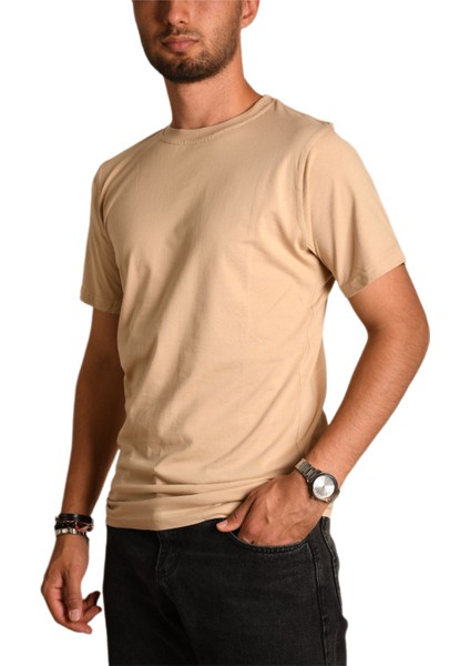 Erkek Sıfır Yaka Regular Fit Kısa Kol Tişört BGL-ST04713 (Bej) modelleri