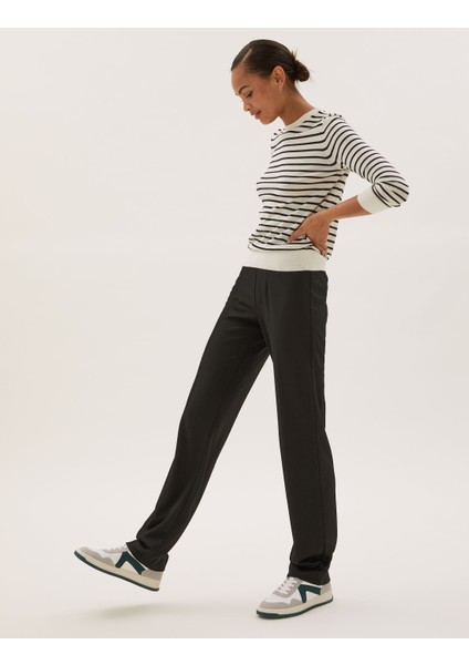 Straight Leg Örme Pantolon