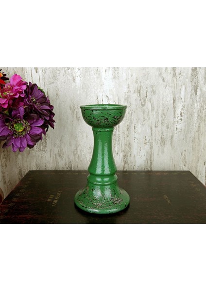 Yeşil Seramik Mumluk Şık Dekoratif Aksesuar