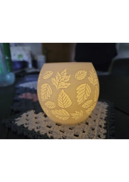 2'li Sonbahar Dekorlu Sıcak Tealight Seti, Beyaz modelleri
