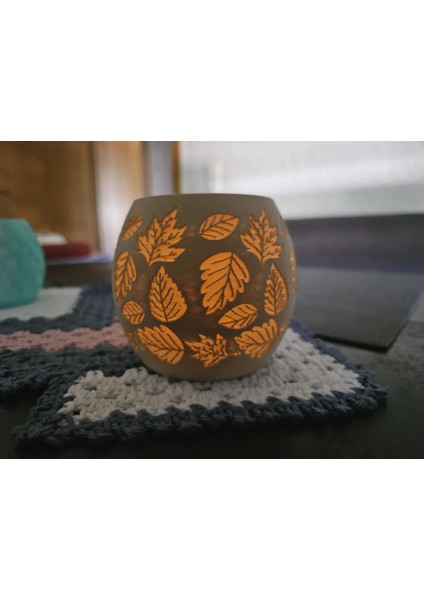 2'li Sonbahar Dekorlu Sıcak Tealight Seti, Beyaz