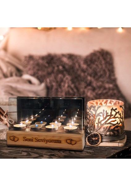 Aynalı Ahşap Sonsuzluk Mumluğu, Doğal ve Şık Dekoratif Aksesuar fiyatları