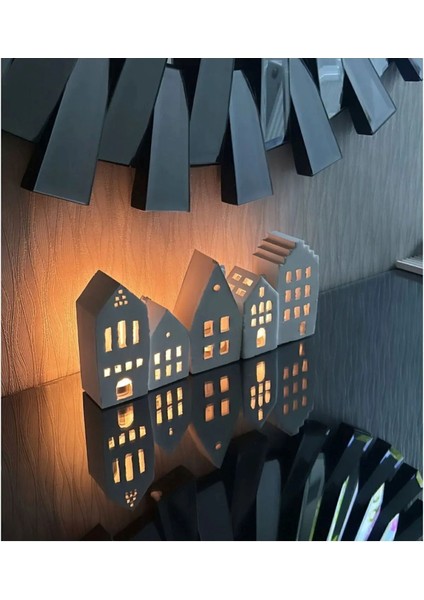 Beyaz 5'li Ev Dekoratif Mumluk Seti, Şık ve Zarif Tasarım, Evinizde Şıklık Sağlar