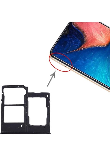 Samsung Galaxy Uyumlu A20E Sm A202F Sim Kart Yuvası Sim Kart Çekmecesi Siyah Renk