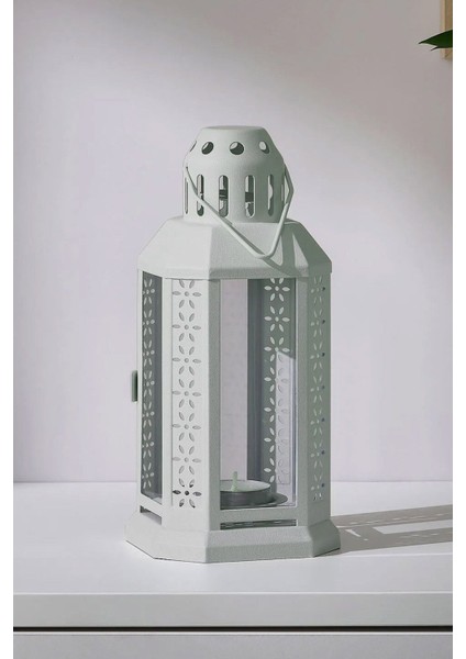 Askılı Mum Feneri, Tealight Mumluk, 22CM, Şık ve Şeffaf Tasarım