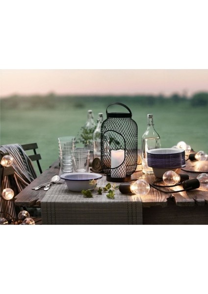 36 cm Siyah Çelik Dekoratif Mumluk Fener, Şık ve Modern Tasarım. fırsatları