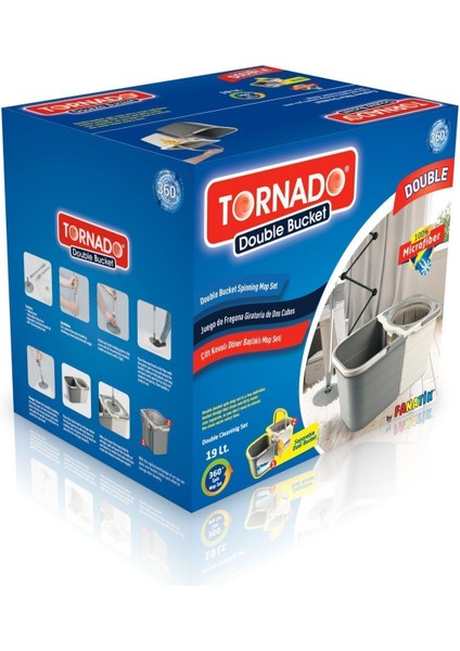 Çift Kovalı Döner Başlıklı Temiz ve Kirli Su Mop Seti 19 Lt fırsatları