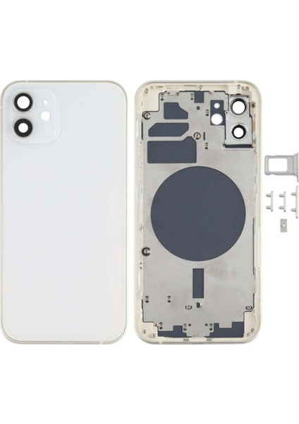 iPhone 12 Kasa Boş Yan Tuşlar Kamera Lensi Kasa Boş (Beyaz)