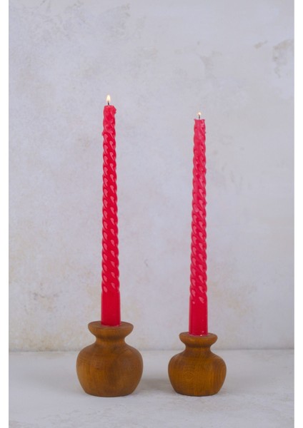 Ahşap Nar Model Şamdan Seti, Dekoratif ve Şık Tasarım, 2'li Paket