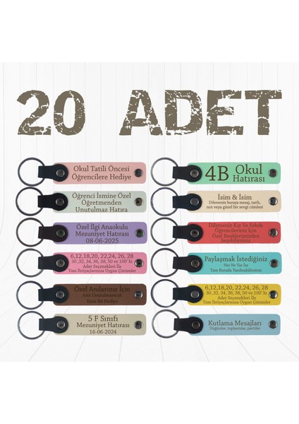 Iletişim Fakültesi Mezunlarına Motivasyon Hediyesi, 20'li Set, Kişisel Tasarımlı Anahtarlık