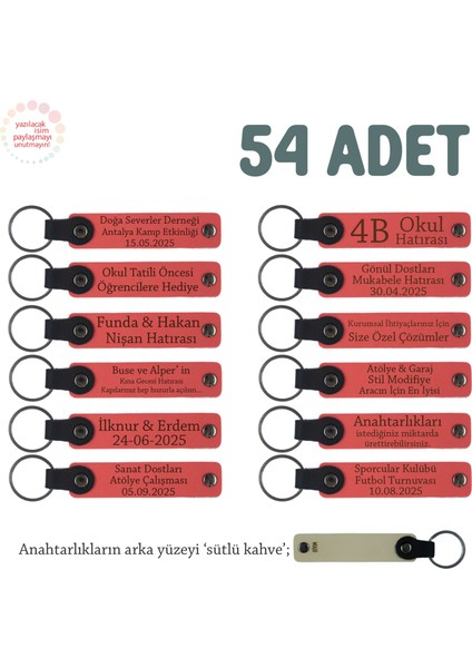 Narçiçeği & Sütlü Kahve, Sevdiklerinize Düğün Hediyesi, Isim Mesaj Yazılan 54' Lü Anahtarlık Seti
