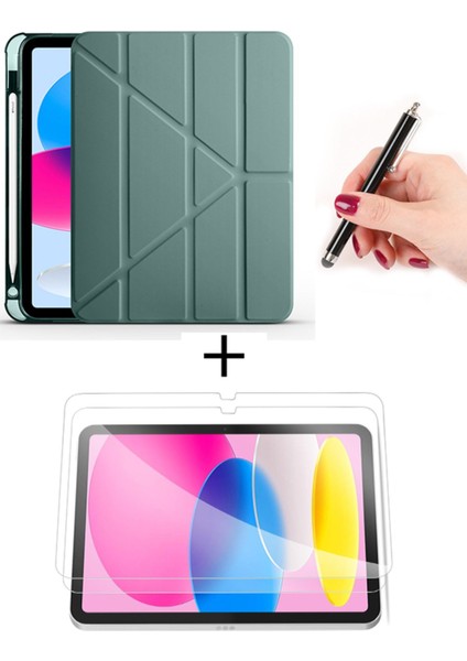 Ipad Air 4 / 5 / 6 11 Inç ve 10.9 Inç 2020 / 2022 / 2024 / 2025 Uyku Modlu Kılıf Ekran Koruyucu + Dokunmatik Kalem