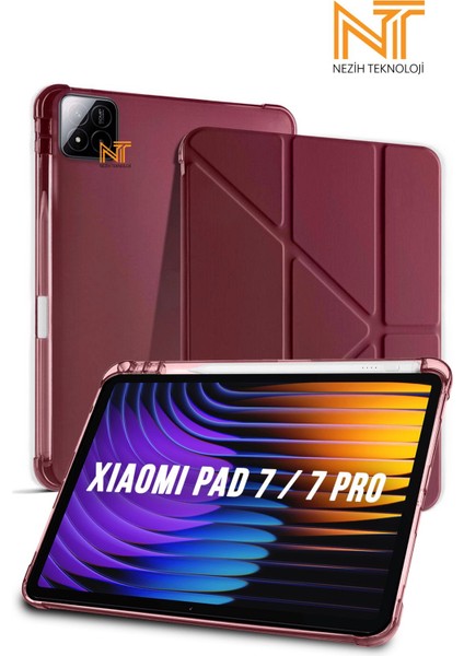 Mi Pad 7 ve Mi Pad 7 Pro Uyumlu Tri-Folding Kalem Bölmeli Uyku Modlu Akıllı Kılıf