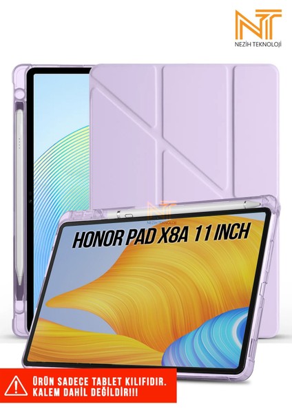 Huawei Honor Pad X8A 11 Inç Uyumlu Akıllı Kapak Kalem Bölmeli Tri Folding Tablet Kılıfı
