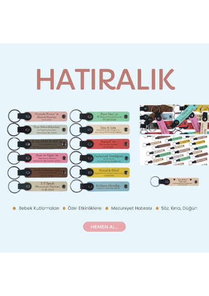 Kül Gri & Sütlü Kahve, Dönemsel Etkinlikler Için Isim ve Mesaj Yazılabilen 44' Lü Anahtarlık Seti modelleri