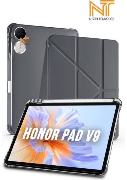 Honor Pad V9 Uyumlu Tri-Folding Kalem Bölmeli Uyku Modlu Akıllı Kılıf