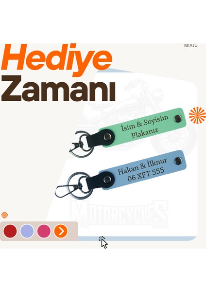 Beyaz - Pembe Renk, Motor Tutkunları Için Isim ve Plaka Detaylı 2'li Anahtarlık, Hatıralık fiyatları