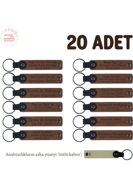 Kahverengi & S.kahve, Öğrencilere Özel Dönem Sonu Hatırası, Isim Yazılabilen Anahtarlık 20' Li Set