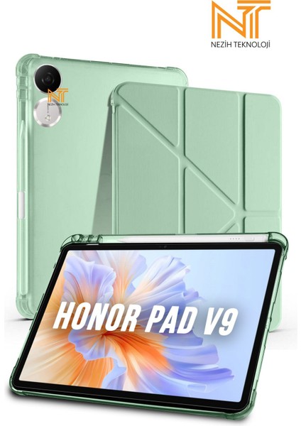 Honor Pad V9 Uyumlu Tri-Folding Kalem Bölmeli Uyku Modlu Akıllı Kılıf