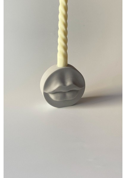 Gri Lip Şamdan, Zarif ve Şık Dekoratif Aydınlatma Parçası