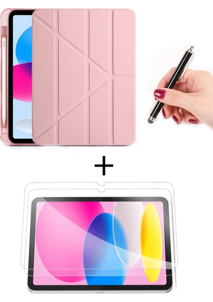 Ipad Air 4 / 5 / 6 11 Inç ve 10.9 Inç 2020 / 2022 / 2024 / 2025 Uyku Modlu Kılıf Ekran Koruyucu + Dokunmatik Kalem