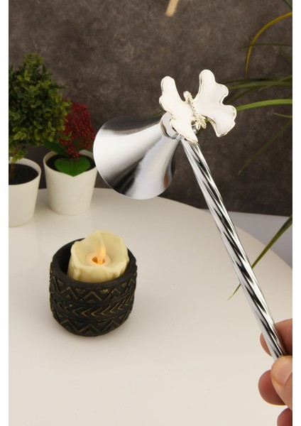 Gümüş Renk Kelebek Figürlü Metal Mum Söndürücü, Şık ve Kullanışlı Tasarım indirimleri