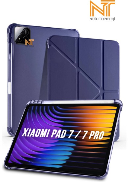 Mi Pad 7 ve Mi Pad 7 Pro Uyumlu Tri-Folding Kalem Bölmeli Uyku Modlu Akıllı Kılıf
