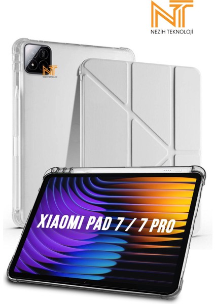 Mi Pad 7 ve Mi Pad 7 Pro Uyumlu Tri-Folding Kalem Bölmeli Uyku Modlu Akıllı Kılıf