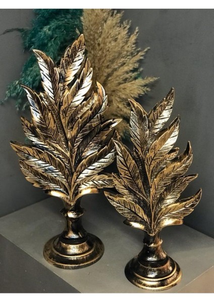 Şık Polyester Dekoratif Yaprak ve Mumluk Takımı, Gold, Siyah ve Eşkitme Renkler fiyatları