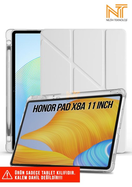 Huawei Honor Pad X8A 11 Inç Uyumlu Akıllı Kapak Kalem Bölmeli Tri Folding Tablet Kılıfı