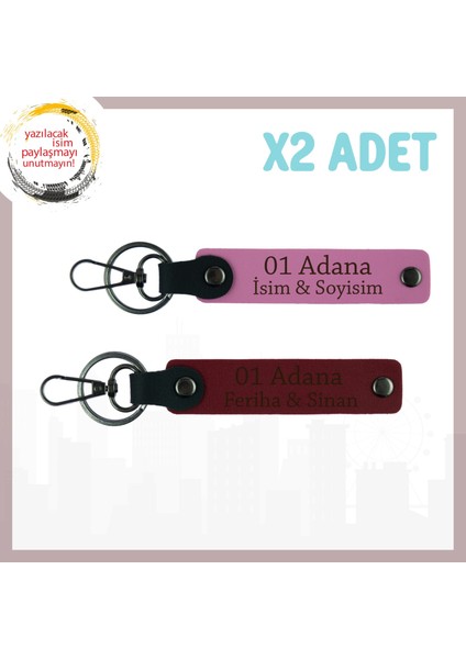Pembe-Bordo, Kişisel Dokunuş Adana Hatırası Hediyelik Zarif Bir Şehir Esintisi Olan 2'li Anahtarlık