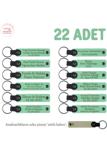 Açıkyeşil & Sütlükahve, Tarih Bölümü Öğrencilerine Anlamlı Hatıra, 22'li Set, Isim Yazılı Anahtarlık