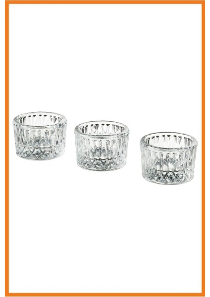 Cam Tealight Mumluk Seti, 4 Cm, 3 Adet, Şeffaf, Zarif Tasarım