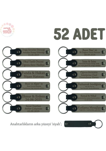 Kül Gri & Siyah, Sinema ve Televizyon Bölümü Öğrencilerine, Isim Yazılı Anahtarlık 52'li Set